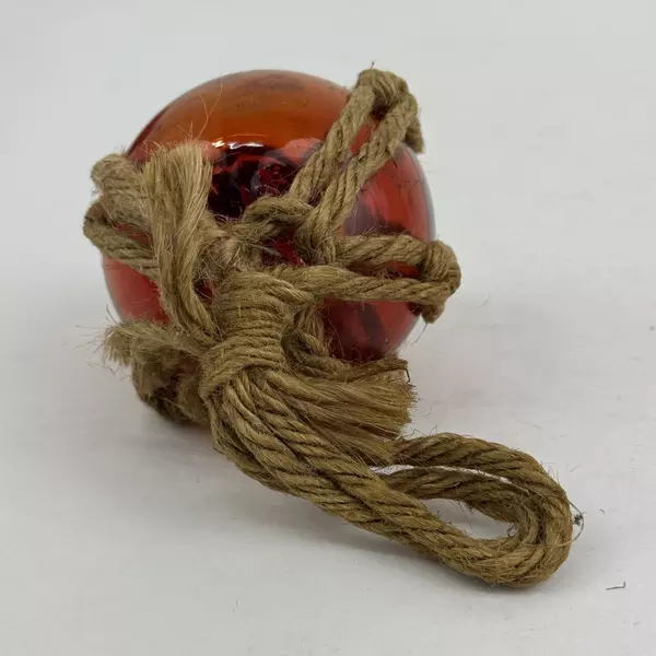 Hand Blown Amber Glass Float With Net Nautical Home Decor 9" Round