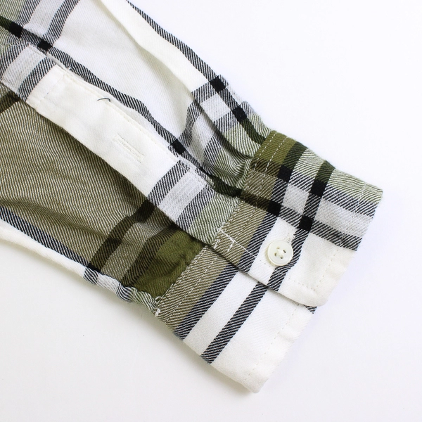 Lucky Brand Green and White Classic Fit Plaid Button-Up Women's Medium