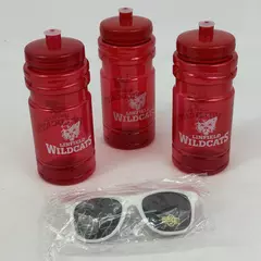 Linfield College Wildcats Lot of 3 Water Bottles & Pair of Sunglasses Red White