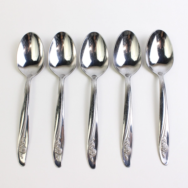 Lot Of 5 Oneida Silver Roseanne (Stainless) Flatware Teaspoons 6.5" Long