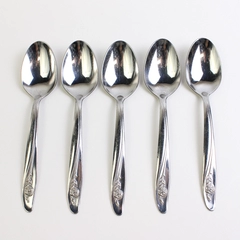 Lot Of 5 Oneida Silver Roseanne (Stainless) Flatware Teaspoons 6.5" Long