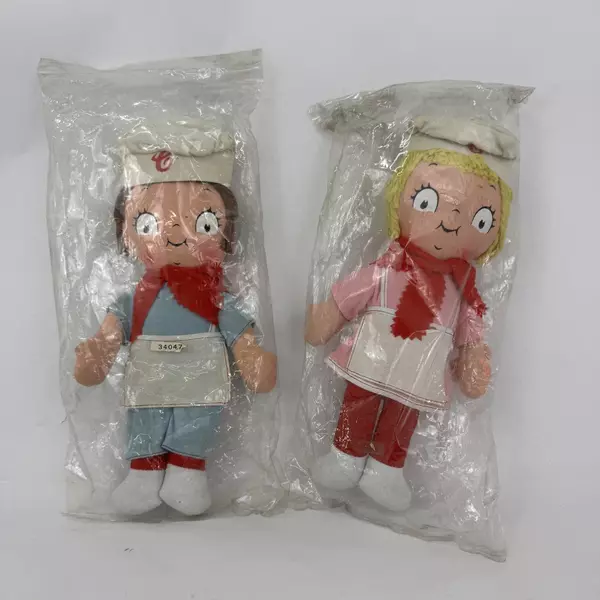 Set of 2 Vintage Knickebocker Campbell's Soup Campbell Kids Cloth Dolls 11"
