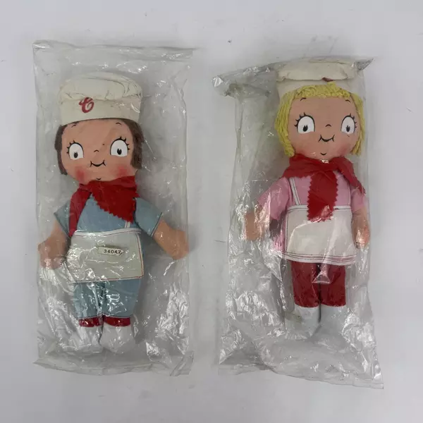 Set of 2 Vintage Knickebocker Campbell's Soup Campbell Kids Cloth Dolls 11"