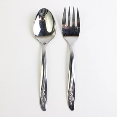 Lot Of 2 Oneida Silver Roseanne (Stainless) Flatware Serving Set (Fork & Spoon)
