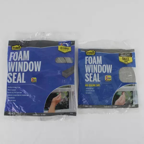 Md Foam Window Seal Lot of 2 Packs Gray 1 Small 1 XL New & Unopened