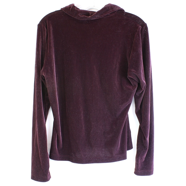 Moda International Dark Burgundy Velvet Zip-Up Women's Medium