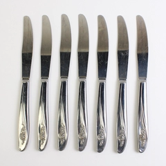 Lot Of 7 Oneida Silver Roseanne (Stainless) Flatware Dinner Knives 8.5" Long