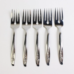 Lot Of 5 Oneida Silver Roseanne (Stainless) Flatware Salad Forks 6.25"