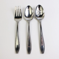 Set of 3 Oneida Savoy Serving Spoon Serving Fork Slotted Serving Spoon Sil 18/10
