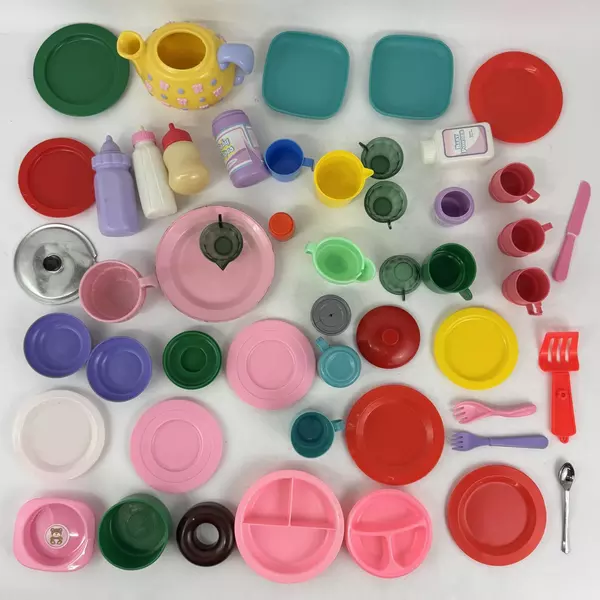 Large Lot Of Assorted Dollhouse Dishes And Accessories