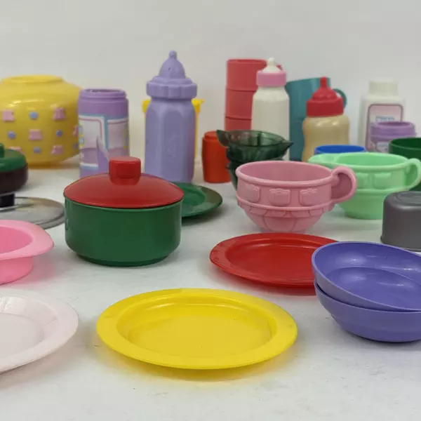 Large Lot Of Assorted Dollhouse Dishes And Accessories