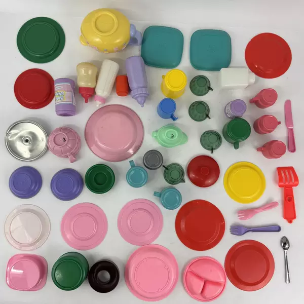 Large Lot Of Assorted Dollhouse Dishes And Accessories