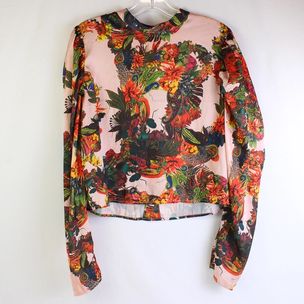 H&M Multicolor Floral Print Long-Sleeve Blouse Women's Size 14