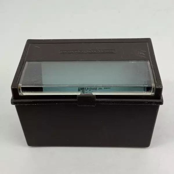 Black Plastic Pocket Day Timer Recipe Or Index Card Box w/ Blue Oxford Dividers