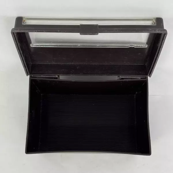 Black Plastic Pocket Day Timer Recipe Or Index Card Box w/ Blue Oxford Dividers