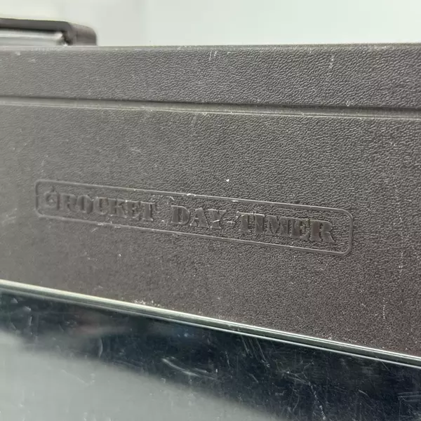 Black Plastic Pocket Day Timer Recipe Or Index Card Box w/ Blue Oxford Dividers