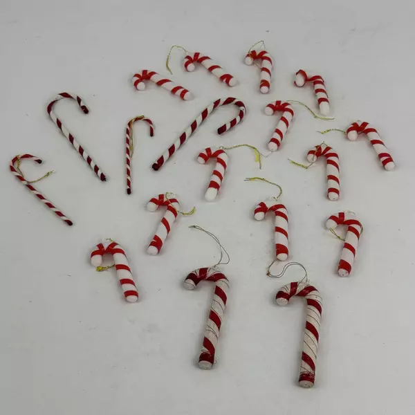 Lot of 18 Plastic Candy Cane Christmas Ornaments