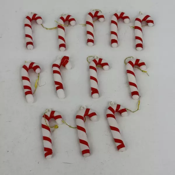 Lot of 18 Plastic Candy Cane Christmas Ornaments