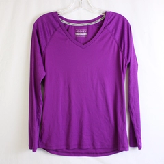 Jockey Performance Purple Long-Sleeve V-Neck Athletic Shirt Women's Medium