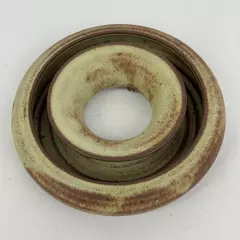 Beige And Brown Art Pottery Posy Flower Ring Vase
