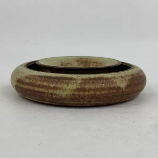 Beige And Brown Art Pottery Posy Flower Ring Vase
