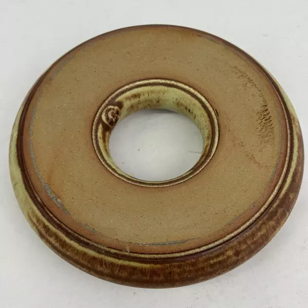 Beige And Brown Art Pottery Posy Flower Ring Vase