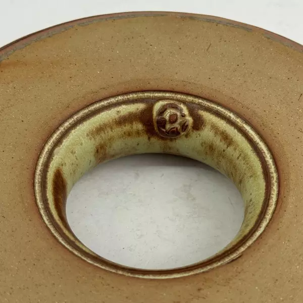 Beige And Brown Art Pottery Posy Flower Ring Vase