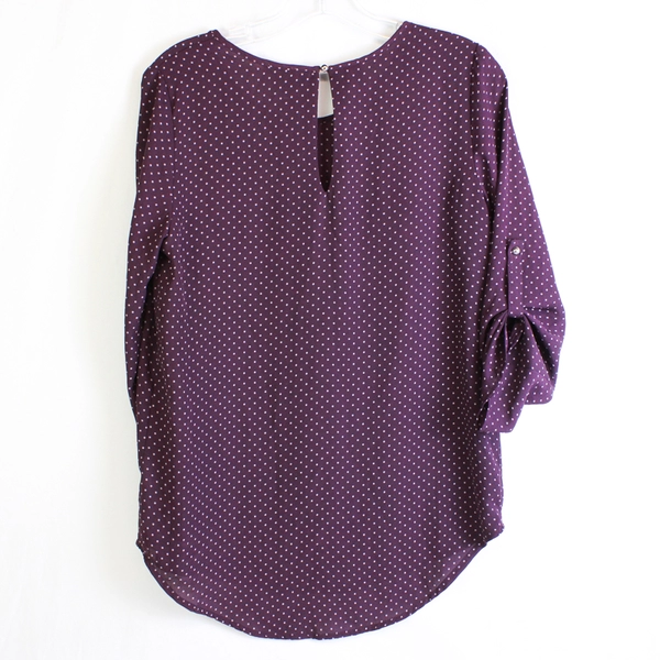 Lily White Polka Dot Plum Purple Blouse Women's Size Medium