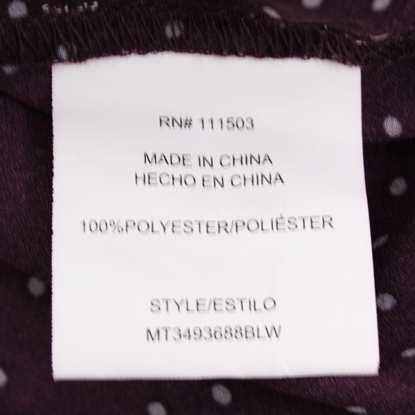 Lily White Polka Dot Plum Purple Blouse Women's Size Medium