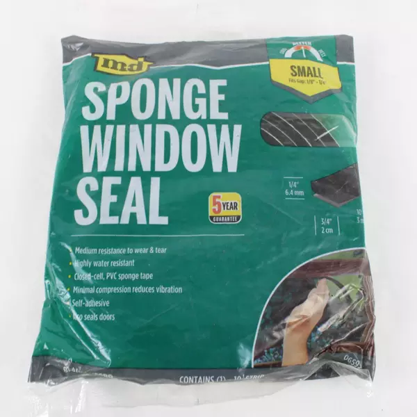 MD Sponge Window Seal PVC Sponge Tape Size Small 1/4" - 1/8" Gap Fit