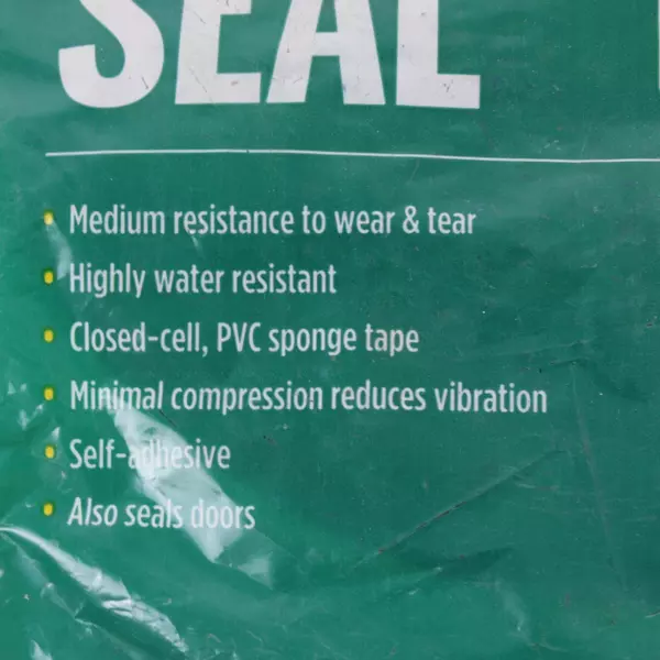 MD Sponge Window Seal PVC Sponge Tape Size Small 1/4" - 1/8" Gap Fit