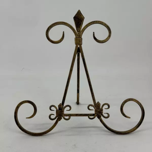 Brass Fleur de Lis Table Top Easel Plate/Picture Display Stand