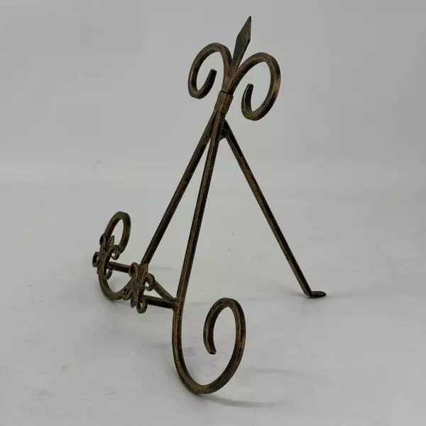Brass Fleur de Lis Table Top Easel Plate/Picture Display Stand