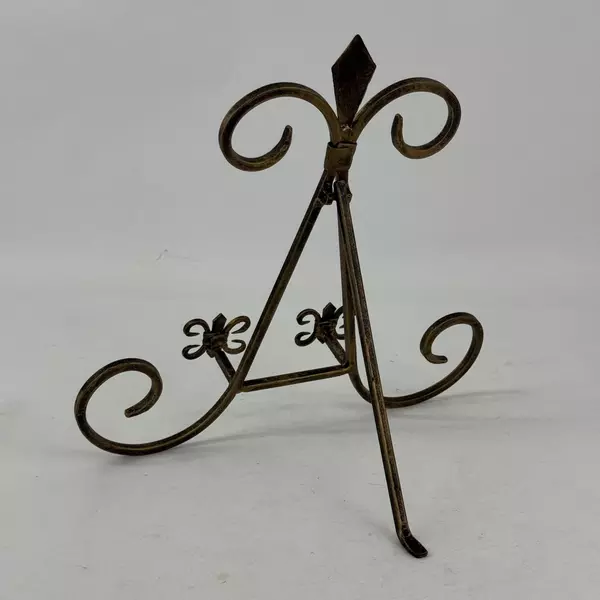 Brass Fleur de Lis Table Top Easel Plate/Picture Display Stand