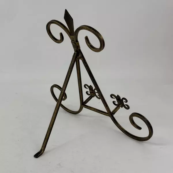 Brass Fleur de Lis Table Top Easel Plate/Picture Display Stand