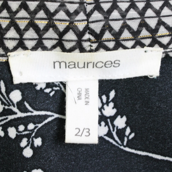 Maurices Black and White Floral 3/4-Sleeve Kimono Shawl Women's Size 2/3
