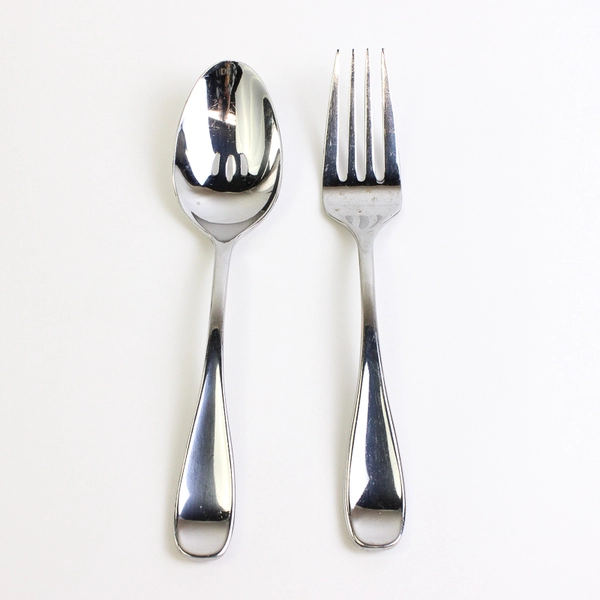 Set of 2 Oneida Voss Serve Ware Stainless Slotted Spoon Serving Fork 8.75"
