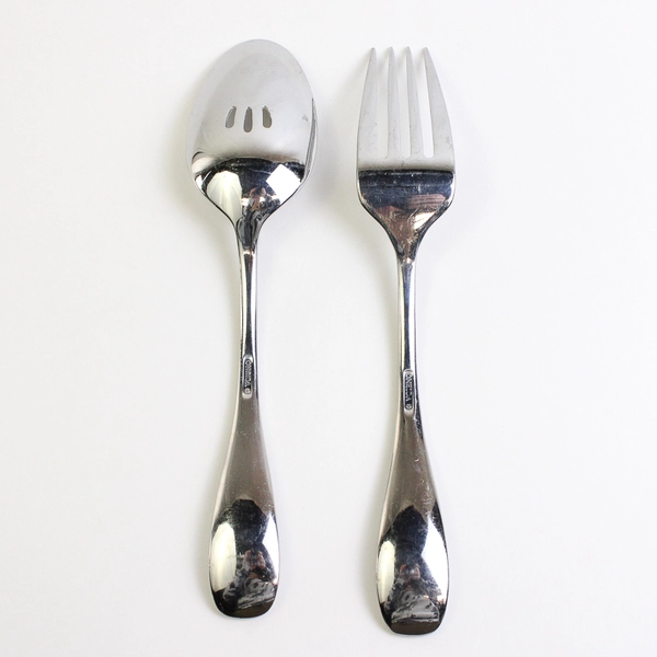 Set of 2 Oneida Voss Serve Ware Stainless Slotted Spoon Serving Fork 8.75"