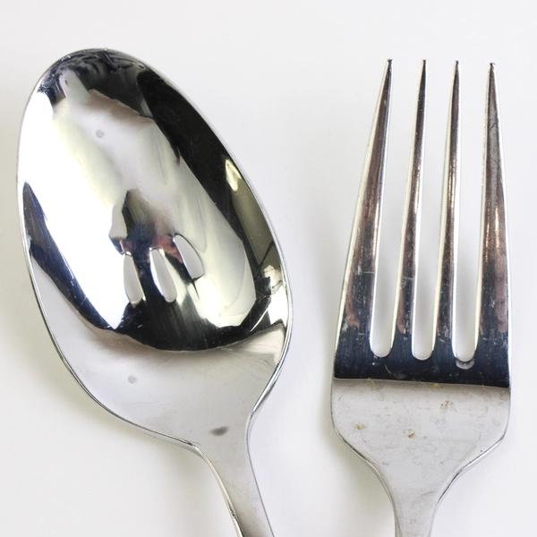 Set of 2 Oneida Voss Serve Ware Stainless Slotted Spoon Serving Fork 8.75"