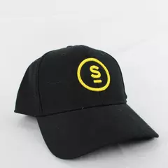 Select Better Black Baseball Cap with Yellow Circular Logo Adjustable Hat