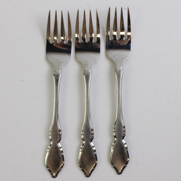 Lot of 3 Oneida Classic Mood Stainless Salad Forks 6.75" Satin Finish