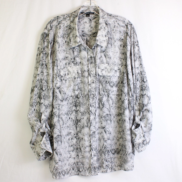 Zac & Rachel Gray Snakeskin Pattern Button-Up Women's Size 3X