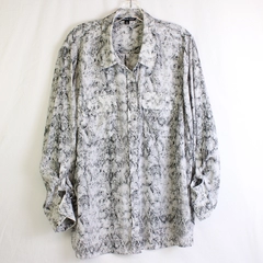 Zac & Rachel Gray Snakeskin Pattern Button-Up Women's Size 3X