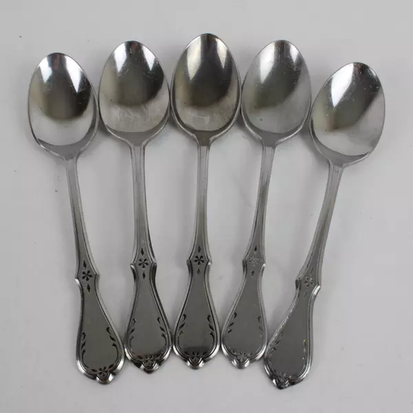 Lot of 5 Oneida Northland Evening Star Stainless Steel Teaspoons 6" Korea Made