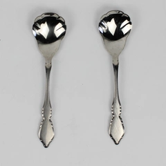 Lot of 2 Oneida Classic Mood Stainless Sugar Spoons Satin Finish 6 Inches