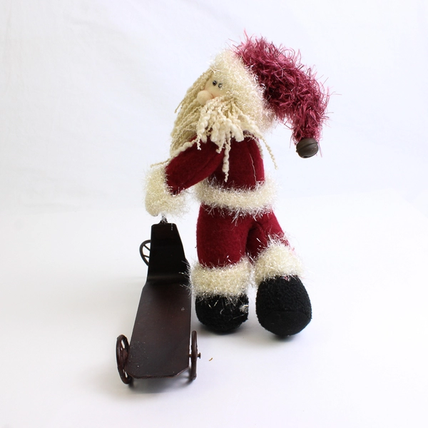 Santa Clause on a Scooter Doll Holiday Decor Figurine 10"