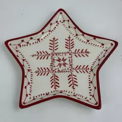 Holiday Home Red And White Star Shaped Snack Plate 8 Inch