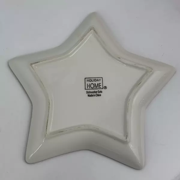 Holiday Home Red And White Star Shaped Snack Plate 8 Inch