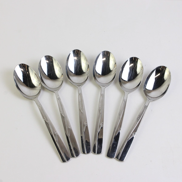 Set of 6 Reed & Barton Fiori Stainless 18/10 Oval Soup Spoons 7"