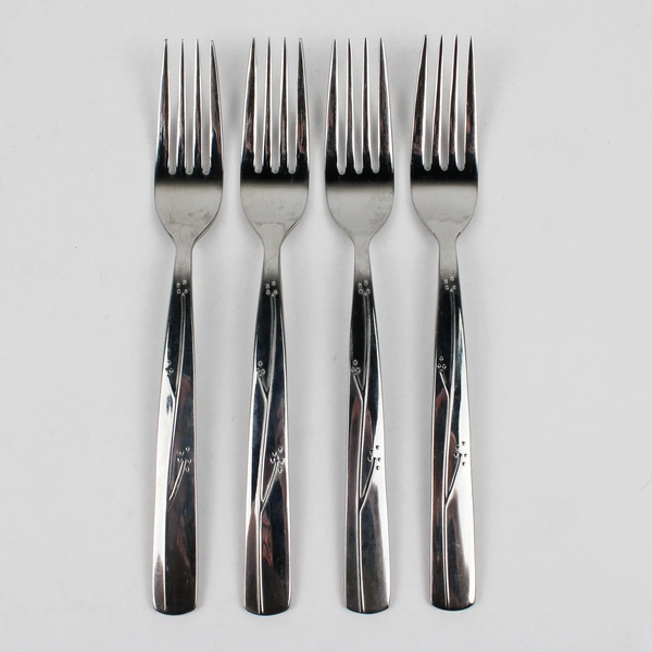 Set of 4 Reed & Barton Fiori Stainless 18/10 Dinner Forks 8"